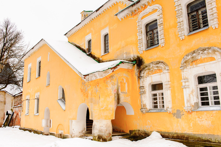 Yellow house of the Fedorov town, complex of buildings in the town of Pushkin, near St.Petersburg, Russiaの写真素材
