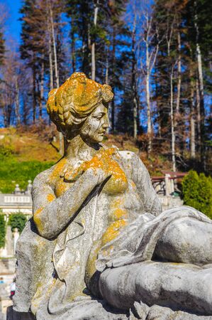 Statue in the garden of the Peles Castle, Carpathian mountains, Romaniaのeditorial素材