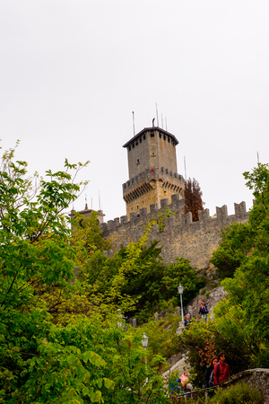 The fortress of Guaita on Mount Titano, the UNESCO World Heritage since 2008のeditorial素材