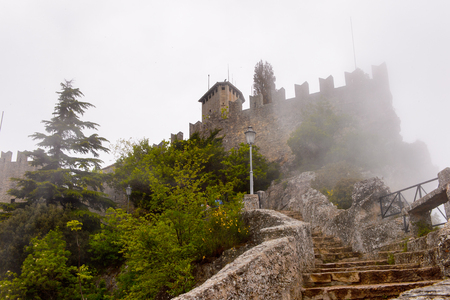 The fortress of Guaita on Mount Titano, the UNESCO World Heritage since 2008の写真素材