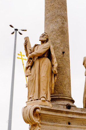 Sculpture on the column of the Old City of Bratislava, Slovakiaの写真素材