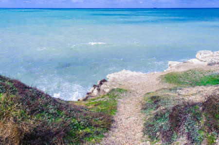Rocks ans the water below tje rocksの写真素材