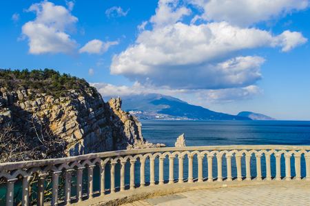 Observation point to see the black sea and nature of Crimeaの写真素材