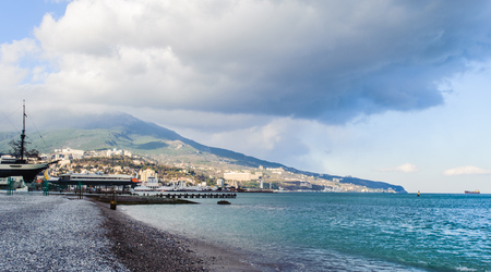 Yalta, a resort city in Crimea, southern Ukraine, on the north coast of the Black Sea.のeditorial素材
