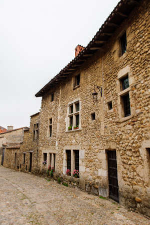 Old house of Perouges, France, a medieval walled town, a popular touristic attraction.の写真素材