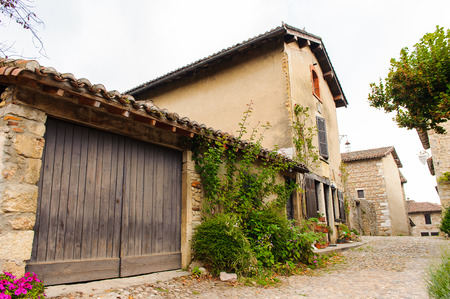 Perouges, France, a medieval walled town, a popular touristic attraction.のeditorial素材