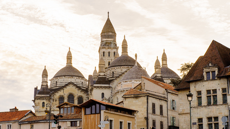 Isle river and town of Perigueux, France.のeditorial素材