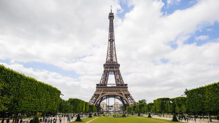 Eiffel Tower in Paris, France. The Eiffel tower was created by Gustave Eiffel and the construction...