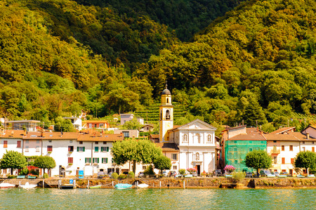 Brusino Arsizio, a municipality in the district of Lugano in Switzerland on the Lake of Lugano. The village has been inhabited since the Roman era.のeditorial素材