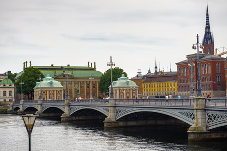 Beautiful colorful architecture of the center of Stockholm, Swedenの写真素材