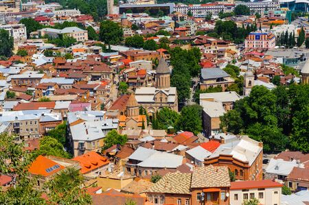 Panoramic view of Tbilisi, Georgia. Tbilisi is the capital and the largest city of Geogia with 1,5 mln people populationのeditorial素材