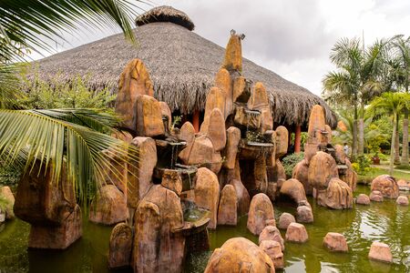 Decorative pond at the Song Nuoc Mien Tay, one of the islands of the Mekong Delta in Southern Vietnamの写真素材