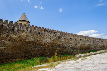Wall of the Svetitskhoveli Cathedral (Living Pillar Cathedral), a Georgian Orthodox cathedral located in the historical town of Mtskheta, Georgia.の写真素材
