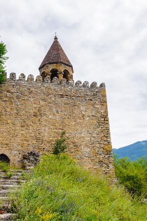 Close view of the Ananuri Castle, a castle complex on the Aragvi River in Georgiaのeditorial素材