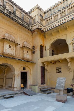 Walls of the Amer Fort (Amber Fort and Amber Palace), a town near Jaipur, Rajasthan state, India.のeditorial素材