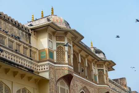 Walls of the Amer Fort (Amber Fort and Amber Palace), a town near Jaipur, Rajasthan state, India.のeditorial素材
