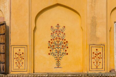 Walls of the Amer Fort (Amber Fort and Amber Palace), a town near Jaipur, Rajasthan state, India. The site as part of the group Hill Forts of Rajasthan.のeditorial素材