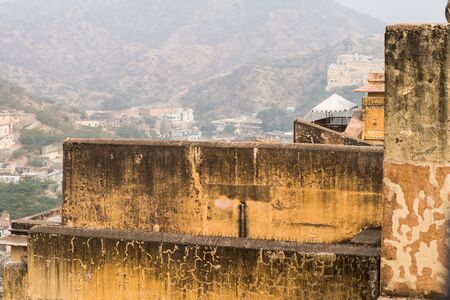 Town around Amer Fort (Amber Fort and Amber Palace), a town near Jaipur, Rajasthan state, India. UNESCO World Heritage Site as part of the group Hill Forts of Rajasthan.のeditorial素材