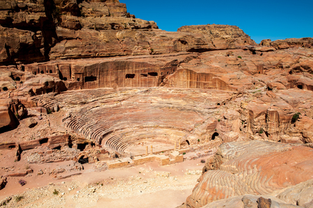 Ancient theater in Petra (Rose City), Jordan. Petra is one of the New Seven Wonders of the World.の写真素材