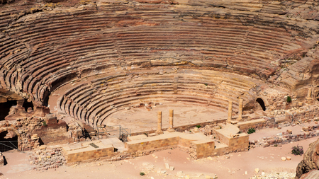Ancient theater in Petra (Rose City), Jordan. Petra is one of the New Seven Wonders of the World.の写真素材