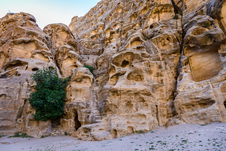 Mountains of the Cold Canyon, Siq al-Barid, Little Petra, Jordanの写真素材