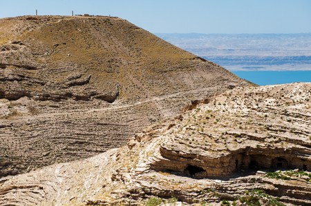 Machaerus, a fortified hilltop palace (Herod Castle) in Jordanの写真素材