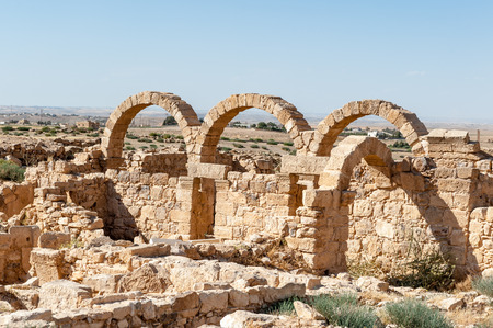 Ruins of a Roman house in Umm ar-Rasas,an archeological site in Jordan.の写真素材