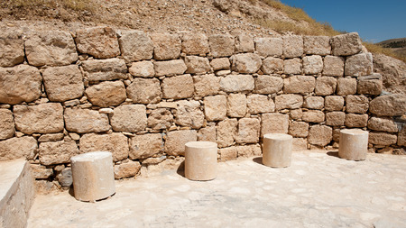 Road to the Herod Castle ruins, Machaerus, fortified hilltop palace in Jordanの写真素材