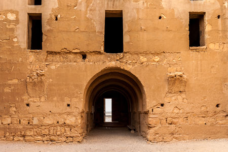 Interior of the Qasr Kharana, one of the best-known of the desert castles in eastern Jordanのeditorial素材