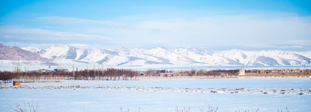 Landscape of the mountains covered with snow in winter