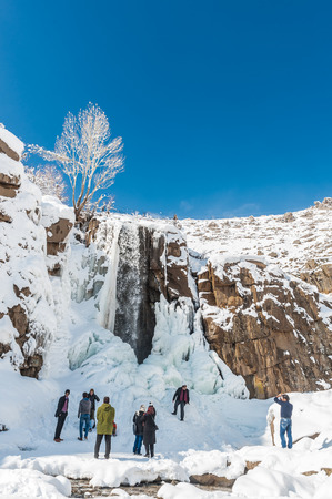 Ganj Nameh Waterfall, Alvand Mountain in Iran.の写真素材