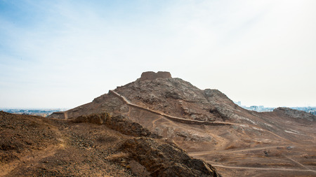 Tower of Silence in Yazd, Iran, built according to the Zoroastrian tradition on the top of the mountainsの写真素材