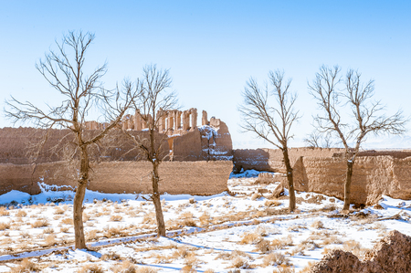 Iranian province of Isfahan, abandoned village called Murche Hort in winter.の写真素材