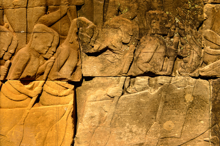 Bayon, Khmer temple at Angkor in Cambodia. Official state temple of the Mahayana Buddhist King Jayavarman VIIの写真素材