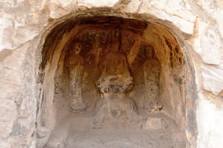 Longmen Grottoes ( Dragon's Gate Grottoes) or Longmen Caves.UNESCO World Heritage of tens of thousands of statues of Buddha and his disciplesのeditorial素材