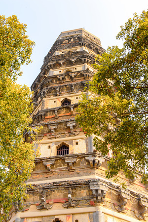 Tiger Hill Pagoda (Yunyan Pagoda) on the Tiger Hill in Suzhou city, Jiangsu Province of Eastern China.の写真素材