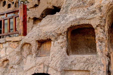 Caves at the Longmen Grottoes ( Dragon's Gate Grottoes) or Longmen Caves.の写真素材