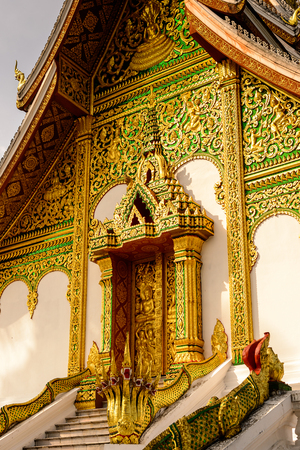 Close view of the  Haw Pha Bang Buddha temple of the National museum complex of Luang Prabang, Laos.のeditorial素材