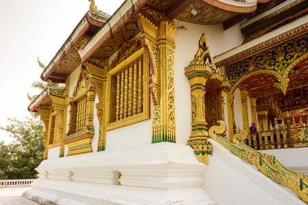Close view of the  Haw Pha Bang Buddha temple of the National museum complex of Luang Prabang, Laos.のeditorial素材