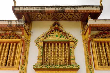 Close view of the  Haw Pha Bang Buddha temple of the National museum complex of Luang Prabang, Laos.のeditorial素材