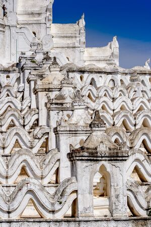 Hsinbyume Pagoda (Myatheindan), a large pagoda on the northern side of Mingun,  Sagaing Region in...