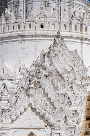 Hsinbyume Pagoda (Myatheindan), a large pagoda on the northern side of Mingun,  Sagaing Region in Myanmar, the western bank of the Irrawaddy Riverの写真素材