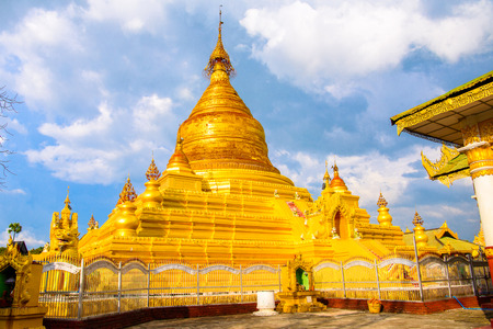 Kuthodaw Pagoda (Mahalawka Marazein), (Royal Merit), is a Buddhist stupa, in Mandalay, Burma (Myanmar), that contains the world's largest book.の写真素材