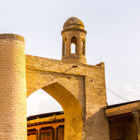 Mir-i Arab Madrasah entrance, Historic centre of Bukhara, Uzbekistanの写真素材