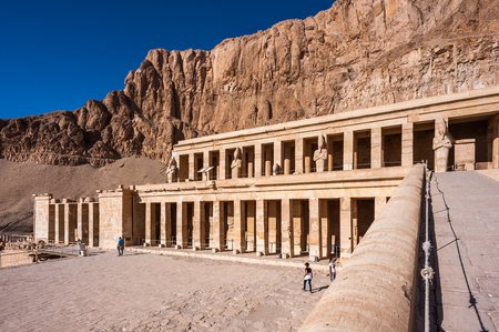 LUXOR, EGYPT - NOV 29, 2014: Queen Hatshepsut's temple (Dayr el-Bahari or Dayr el-Bahri), part of the Theban Necropolis.のeditorial素材