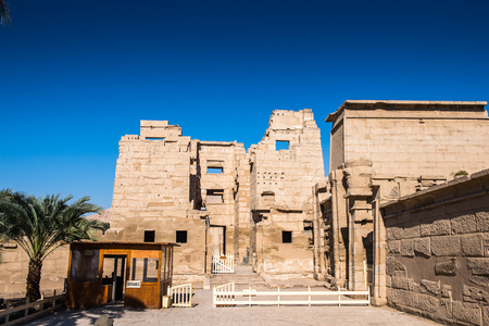 LUXOR, EGYPT - DEC 2, 2014: Medinet Habu (Mortuary Temple of Ramesses III), West Bank of Luxor in Egypt. One of the main sites of Luxorのeditorial素材
