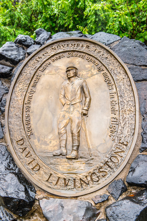 LIVINGSTONE ISLAND, ZAMBIA - JAN 14, 2016:  David Livingstone monument on the Livingstone Island, named after the Scottish  explorerのeditorial素材