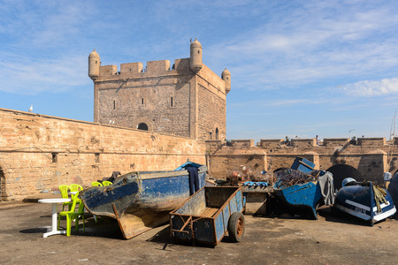 ESSOUIRA, MOROCCO - OCT 2, 2015: Architecture in Essouira, Morocco. The city was called Sidi Megdoulin in 11th-centuryのeditorial素材