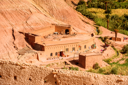 AIT BENHADDOU, MOROCCO - SEP 5, 2015: Architecture Of Ait Benhaddou, a fortified city, the former caravan way from Sahara to Marrakech. UNESCO World Heritage, Moroccoのeditorial素材