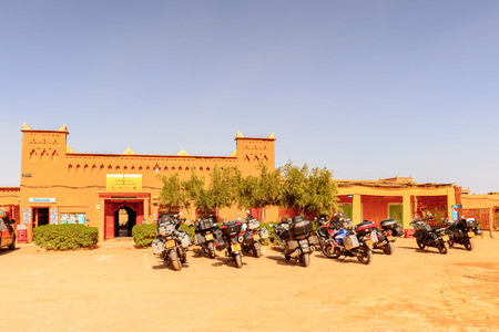 AIT BENHADDOU, MOROCCO - SEP 5, 2015: Architecture Of Ait Benhaddou, a fortified city, the former caravan way from Sahara to Marrakech. UNESCO World Heritage, Moroccoのeditorial素材